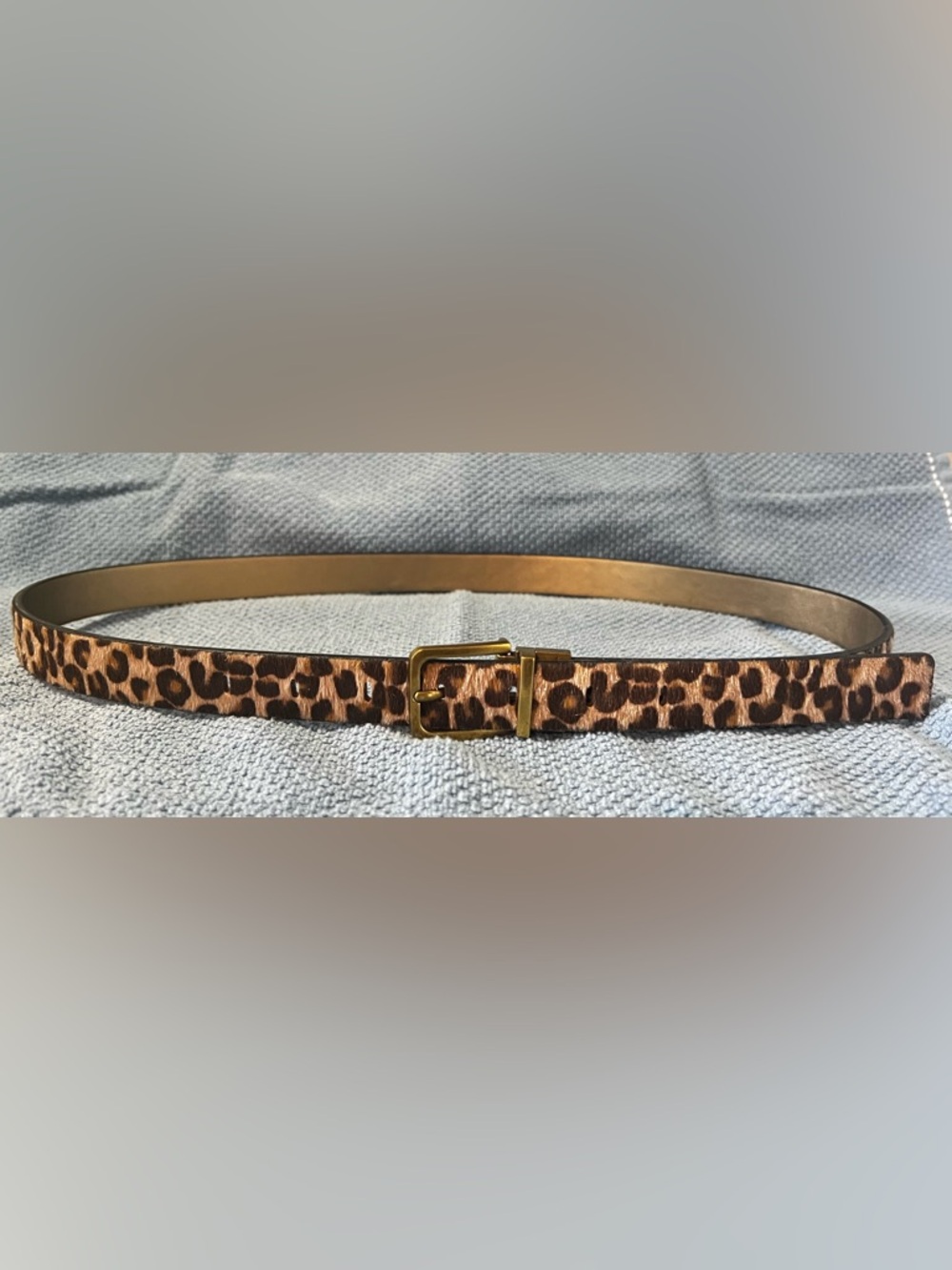 Leopard Print Slim Women’s Belt with Gold Buckle
